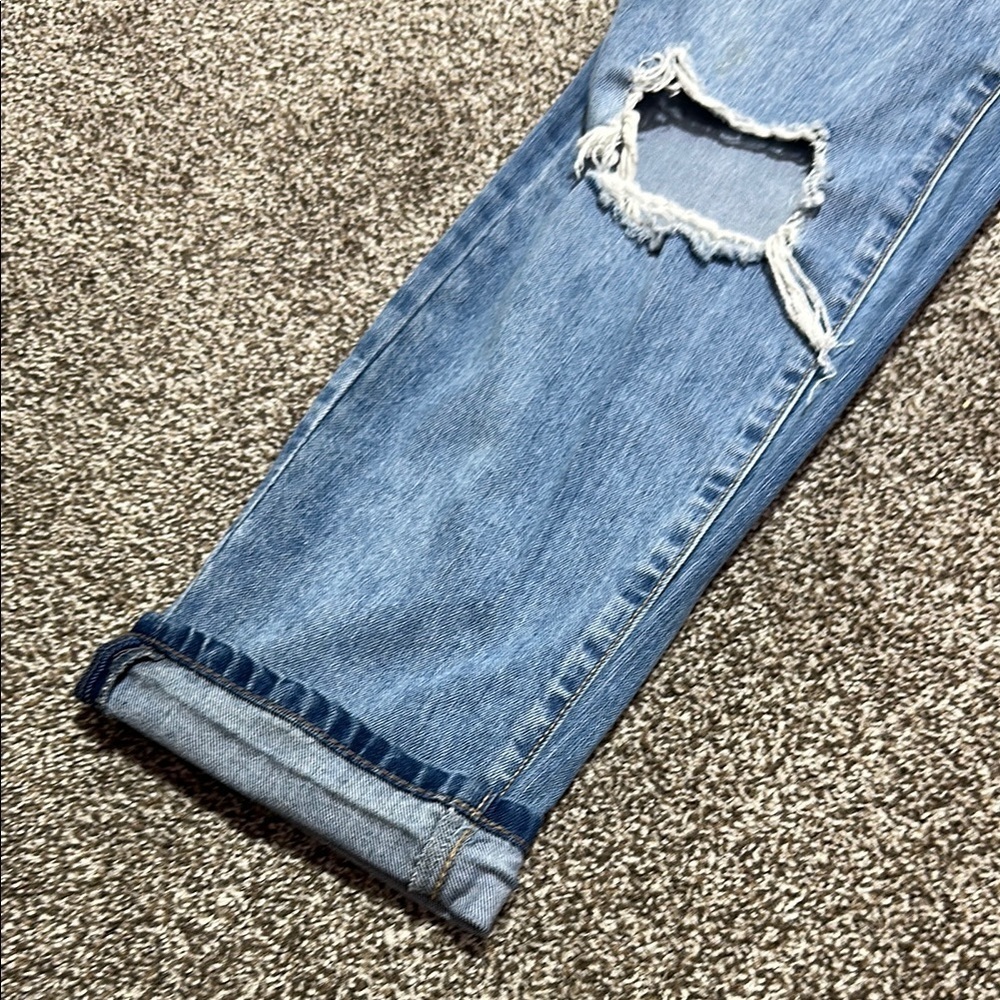 Rewash Blue Ankle Cropped Jeans with Distressed Details SMALL drawstring waist - Picture 8 of 14